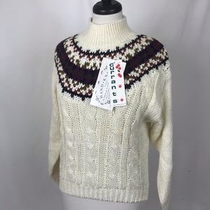 NWT Currants Vintage Retro Fair Isle Sweater Turtleneck 80s 90s